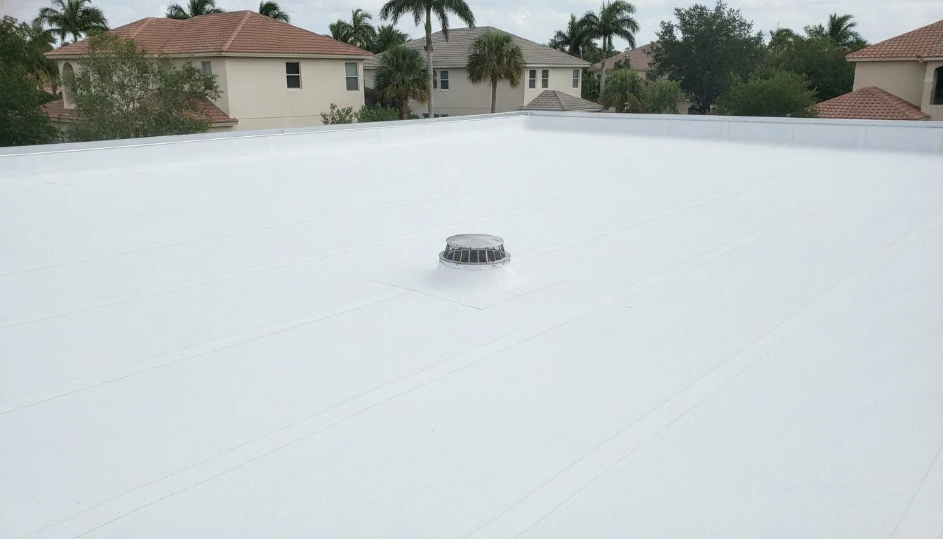 White reflective membrane on a flat roof